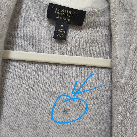 Cashmere Charter Club Luxury M Gray Poncho Oversized With Hoodie. Soft Warm Flaw - Picture 7 of 14